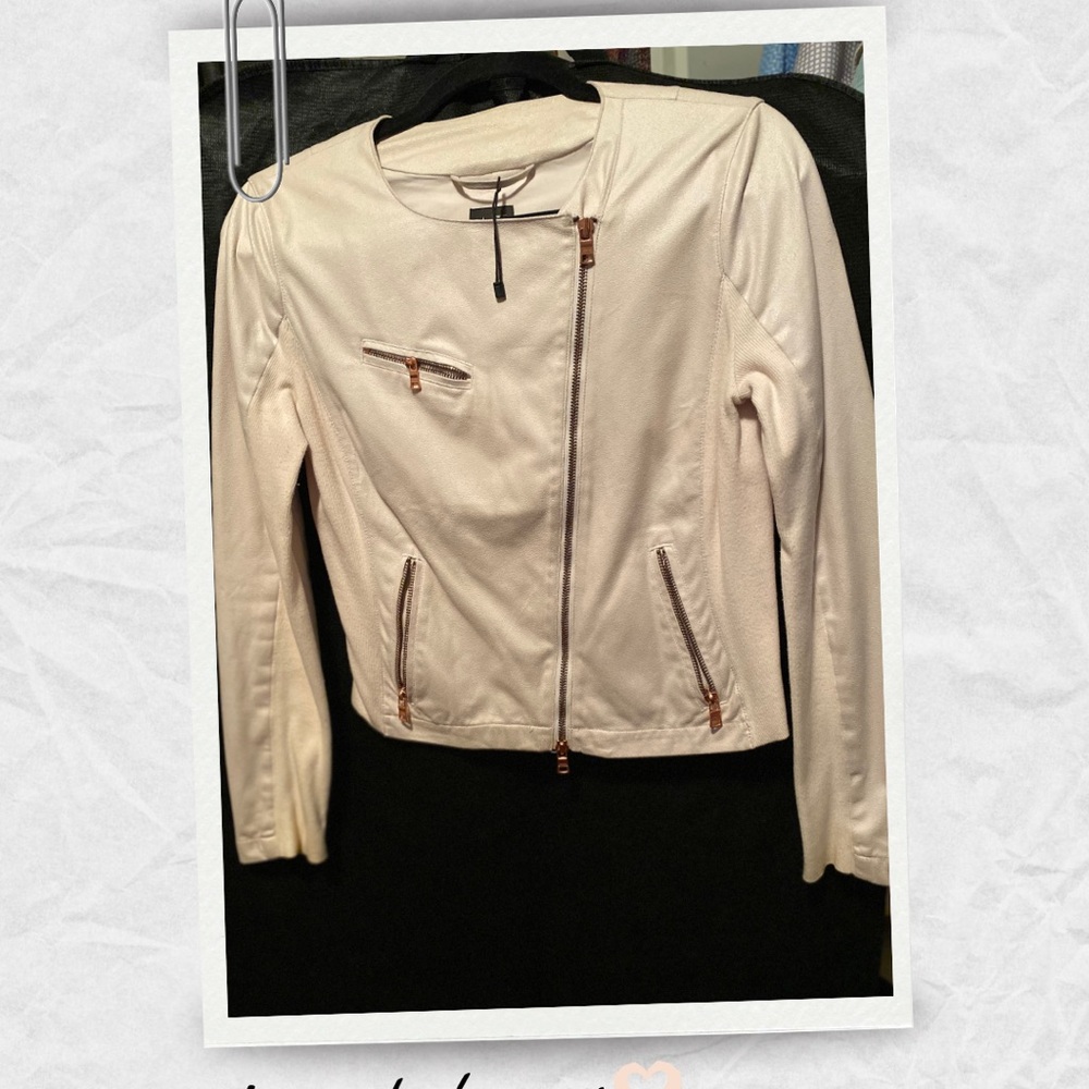 Armani Exchange Cream Leather Jacket